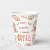 Oh What Fun Gingerbread 1st Birthday Papieren Bekers (Voorkant)