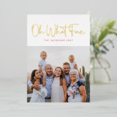 Oh What Fun GOLD Past Kerstwitte foto Folie Feestdagenkaart (Staand Voorkant)