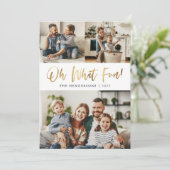 Oh What Fun Gold Typography Kerstfoto Feestdagenkaart (Staand voorkant)