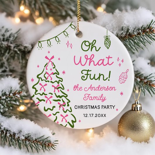 Oh What Fun Hand Drawn Christmas Holiday Party Keramisch Ornament
