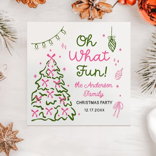 Oh What Fun Hand Drawn Christmas Holiday Party Servet