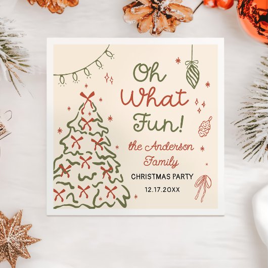 Oh What Fun Hand Drawn Christmas Holiday Party Servet