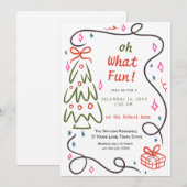 Oh what fun Hand Drawn Christmas Kaart (Voorkant / Achterkant)