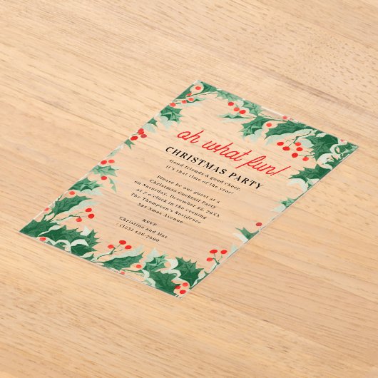 Oh What Fun! Holiday Kids Christmas Party Acryl Uitnodigingen (Laagn)