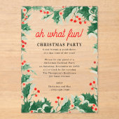 Oh What Fun! Holiday Kids Christmas Party Acryl Uitnodigingen (Voorkant)