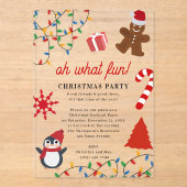 Oh What Fun! Holiday Kids Christmas Party Acryl Uitnodigingen (Voorkant)