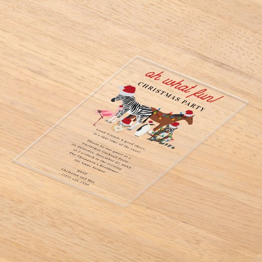 Oh What Fun! Holiday Kids Funny Christmas Party Acryl Uitnodigingen (Laagn)