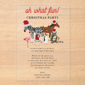 Oh What Fun! Holiday Kids Funny Christmas Party Acryl Uitnodigingen (Voorkant)