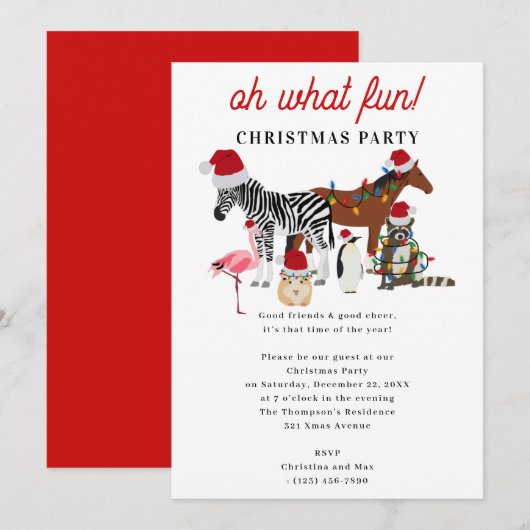 Oh What Fun! Holiday Kids Funny Christmas Party Kaart (Voorkant / Achterkant)