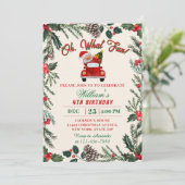 Oh What Fun Holiday Party Christmas Santa Birthday Kaart (Staand voorkant)