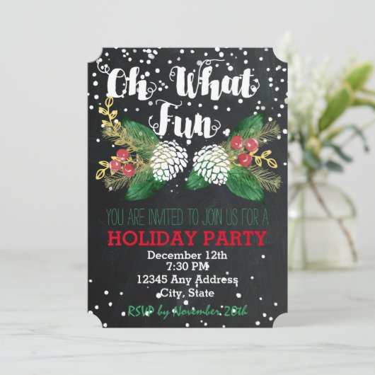 Oh What Fun - Holiday Party Invitation Kaart (Staand voorkant)