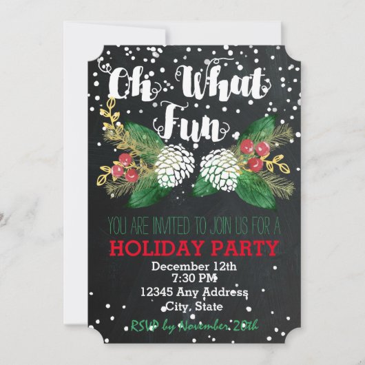 Oh What Fun - Holiday Party Invitation Kaart (Voorkant)