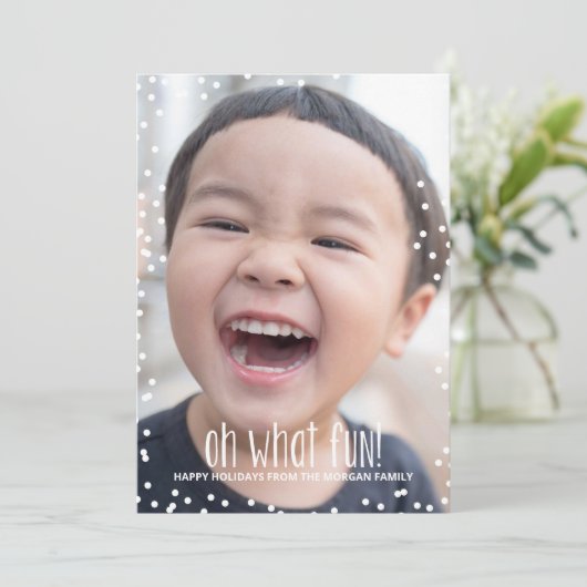 Oh What Fun Holiday Photo Card Feestdagenkaart (Staand voorkant)