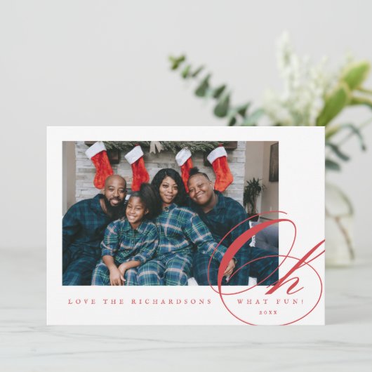 Oh What Fun Holiday Photo Card Feestdagenkaart (Staand voorkant)