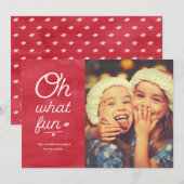 Oh What Fun Holiday Photo Card Feestdagenkaart (Voorkant / Achterkant)