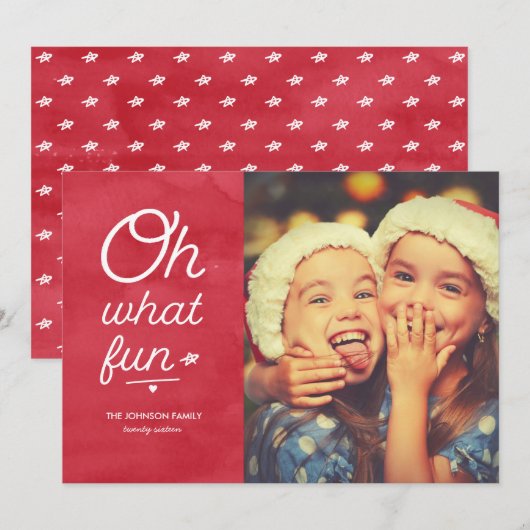 Oh What Fun Holiday Photo Card Feestdagenkaart (Voorkant / Achterkant)