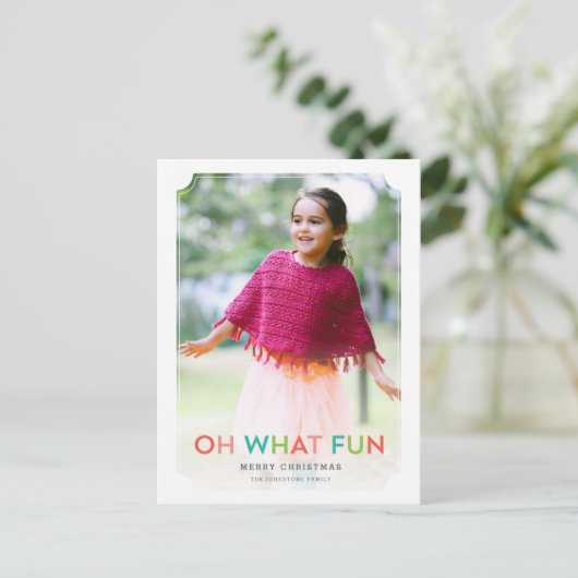 Oh What Fun Holiday Photo Card Feestdagenkaart (Staand voorkant)