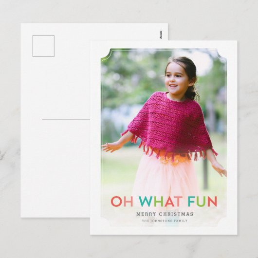 Oh What Fun Holiday Photo Card Feestdagenkaart (Voorkant / Achterkant)