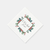 Oh What Fun Holly and Berries Holiday Party Servet (Hoek)