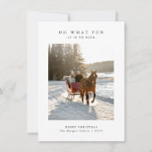 Oh What Fun Horse Sleigh Ride Photo Christmas Card Feestdagenkaart (Voorkant)