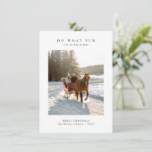 Oh What Fun Horse Sleigh Ride Photo Christmas Card Feestdagenkaart (Staand voorkant)