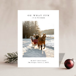 Oh What Fun Horse Sleigh Ride Photo Christmas Card Feestdagenkaart