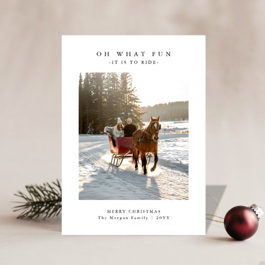 Oh What Fun Horse Sleigh Ride Photo Christmas Card Feestdagenkaart