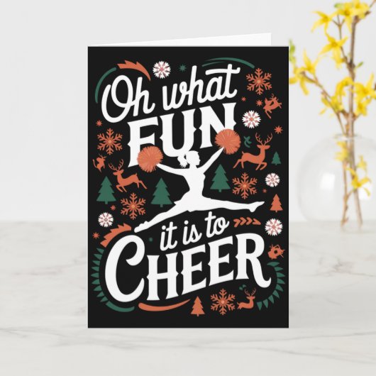 Oh What Fun It Is To Cheer Ugly Cheerleading Xmas  Kaart (Gele Bloem)