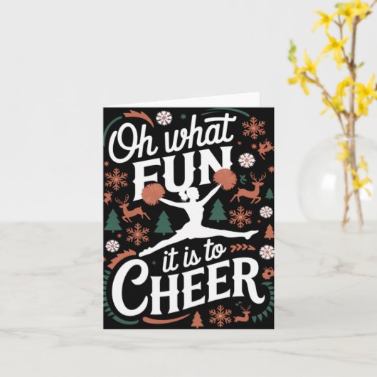Oh What Fun It Is To Cheer Ugly Cheerleading Xmas  Kaart (Gele Bloem)