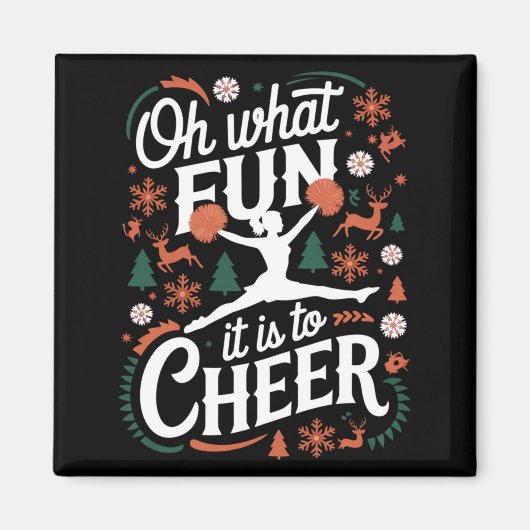Oh What Fun It Is To Cheer Ugly Cheerleading Xmas  Magneet (Voorkant)