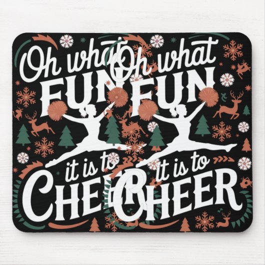Oh What Fun It Is To Cheer Ugly Cheerleading Xmas Muismat (Voorkant)