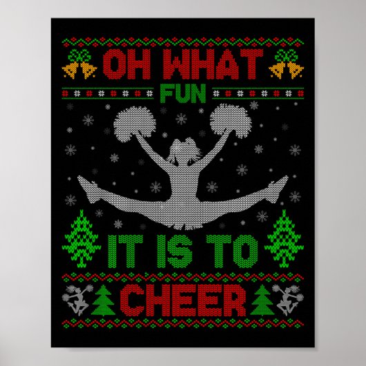 Oh What Fun It Is To Cheer Xmas Cheerleading Ugly  Poster (Voorkant)