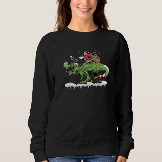 Oh What Fun It Is To Rawr Santa Claus Dinosaur Rid Trui (Voorkant)