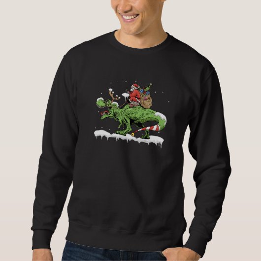 Oh What Fun It Is To Rawr Santa Claus Dinosaur Rid Trui (Voorkant)