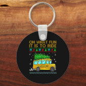 Oh What Fun It Is To Ride Funny Christmas School B Sleutelhanger (Voorkant)
