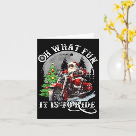 Oh What Fun It Is To Ride Funny Motorcycle Christm Kaart (Gele Bloem)