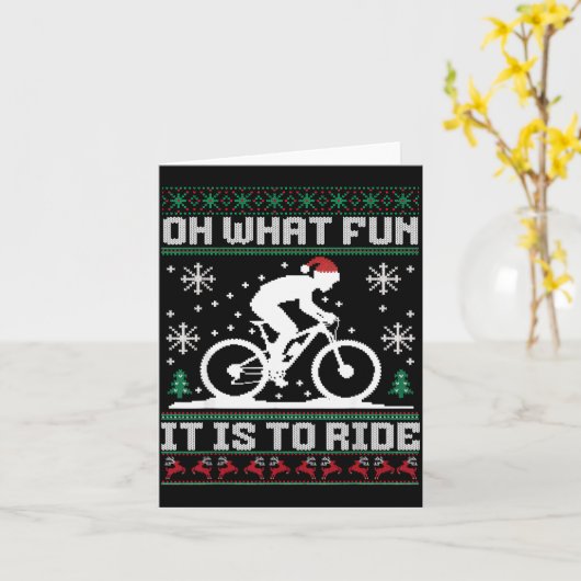 Oh What Fun It Is To Ride Mountain Bike Biker Chri Kaart (Gele Bloem)
