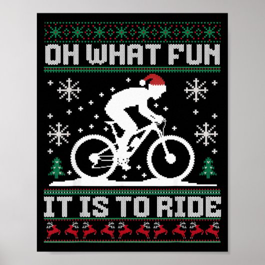 Oh What Fun It Is To Ride Mountain Bike Biker Chri Poster (Voorkant)