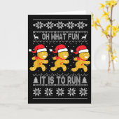 Oh What Fun It Is To Run Gingerbread Running Ugly  Kaart (Gele Bloem)