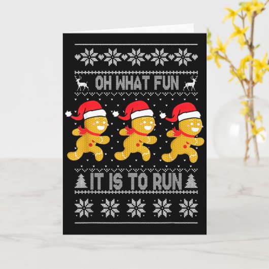 Oh What Fun It Is To Run Gingerbread Running Ugly  Kaart (Gele Bloem)