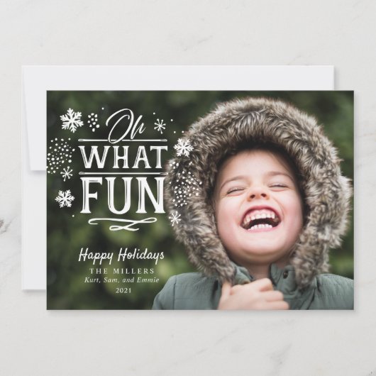 Oh What Fun Kerstfeestay Foto Card Feestdagenkaart (Voorkant)