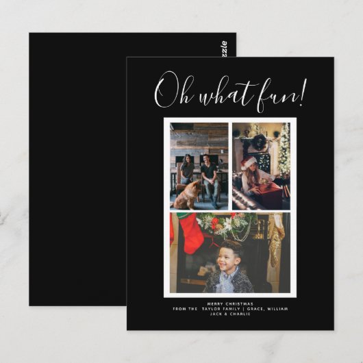 Oh What Fun Kerstfeestay Foto gepersonaliseerd Briefkaart (Voorkant / Achterkant)