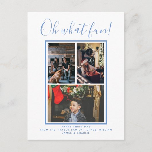 Oh What Fun Kerstfeestay Foto gepersonaliseerd Briefkaart (Voorkant)