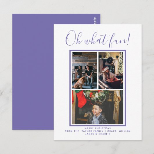Oh What Fun Kerstfeestay Foto gepersonaliseerd Briefkaart (Voorkant / Achterkant)