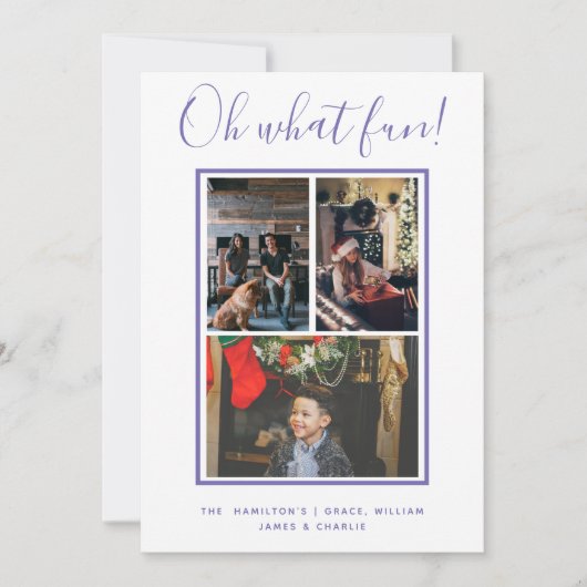 Oh What Fun Kerstmis Aangepast Feestdagenkaart (Voorkant)