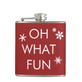 Oh What Fun Kerstmis Snowflake Flask - Red Heupfles (Voorkant)