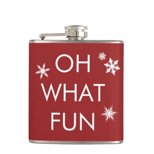 Oh What Fun Kerstmis Snowflake Flask - Red Heupfles (Voorkant)