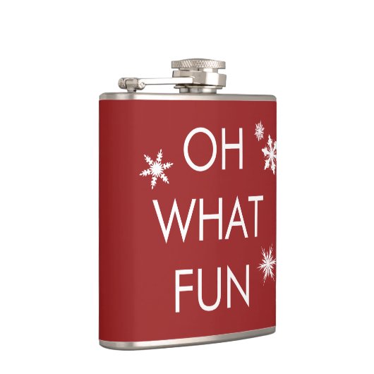 Oh What Fun Kerstmis Snowflake Flask - Red Heupfles (Rechts)