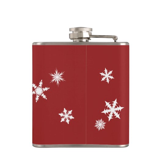 Oh What Fun Kerstmis Snowflake Flask - Red Heupfles (Achterkant)