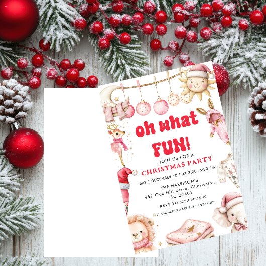 Oh What Fun,Kind Christma Holiday Party Invitation Kaart